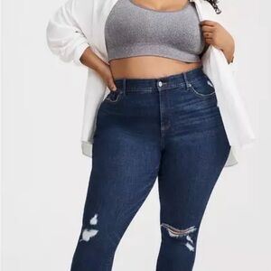 Torrid Blue Distressed Skinny Jeans